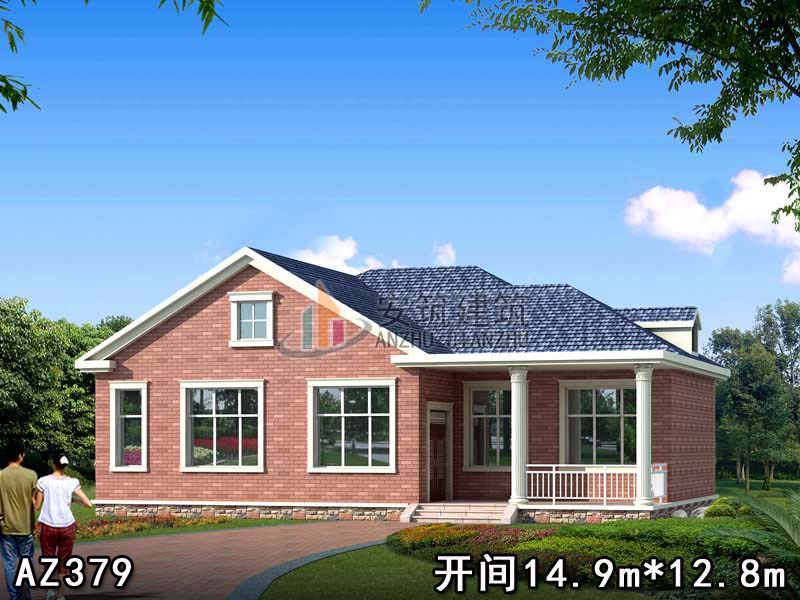 一层国外美式别墅设计图,乡下别墅一层如何设计好看,AZ379